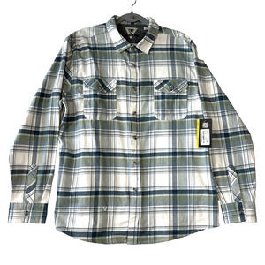 Vissla Central Coast Eco Plaid Flannel Long Sleeve Shirt Mens XL Green NWT